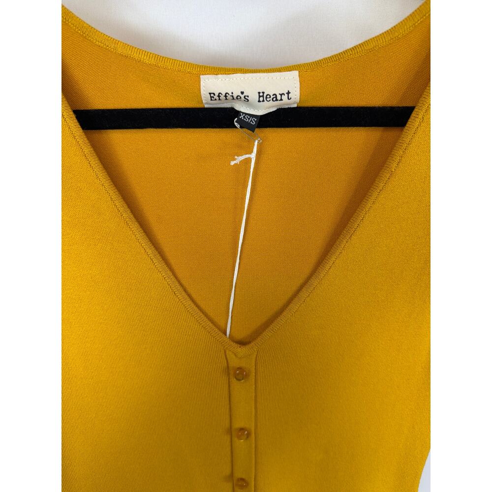 NWT Effie's Heart XS Yellow Gibson Vest Button Front High-Low Sleeveless Top - Picture 3 of 10